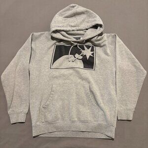 The Hundreds Hoodie Medium Gray Drawstring Fleece Lined Y2K Grunge Box Logo